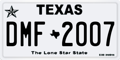 TX license plate DMF2007