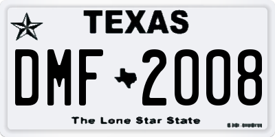 TX license plate DMF2008