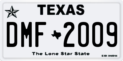 TX license plate DMF2009