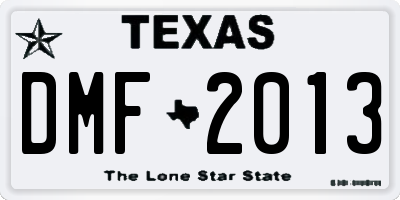 TX license plate DMF2013