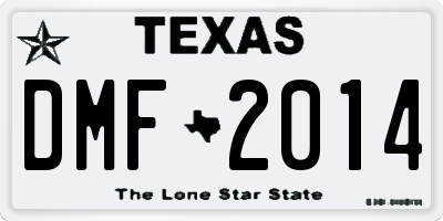 TX license plate DMF2014