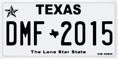 TX license plate DMF2015