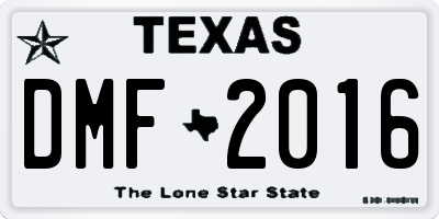 TX license plate DMF2016