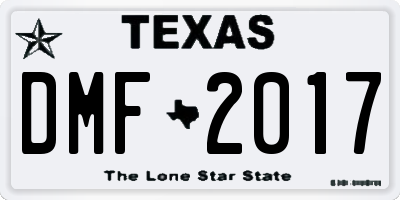 TX license plate DMF2017