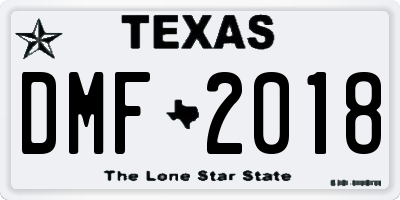 TX license plate DMF2018