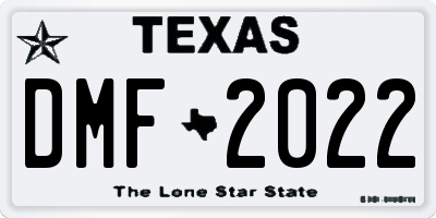 TX license plate DMF2022