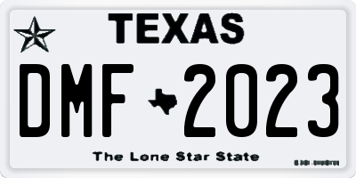 TX license plate DMF2023