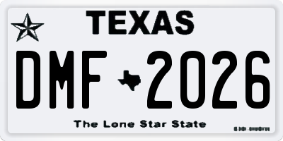 TX license plate DMF2026