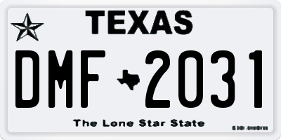 TX license plate DMF2031