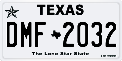 TX license plate DMF2032