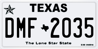 TX license plate DMF2035