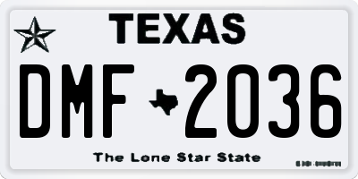 TX license plate DMF2036
