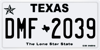 TX license plate DMF2039