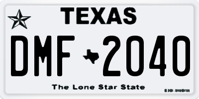 TX license plate DMF2040