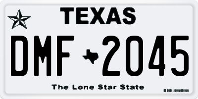 TX license plate DMF2045