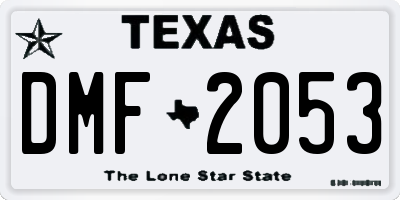 TX license plate DMF2053