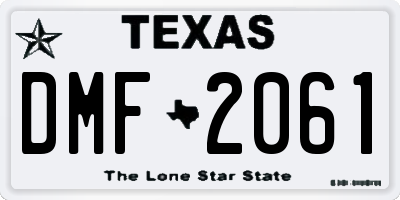 TX license plate DMF2061