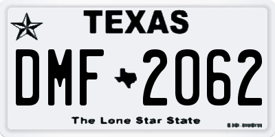 TX license plate DMF2062