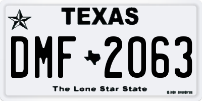 TX license plate DMF2063