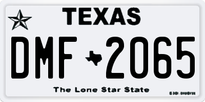TX license plate DMF2065