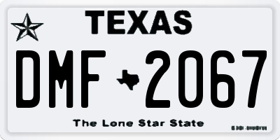 TX license plate DMF2067
