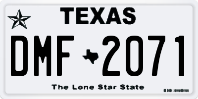 TX license plate DMF2071