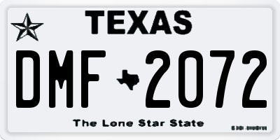 TX license plate DMF2072