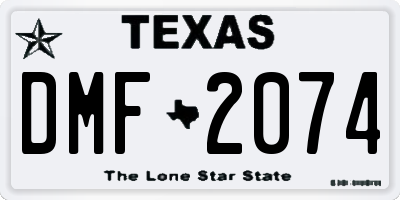 TX license plate DMF2074