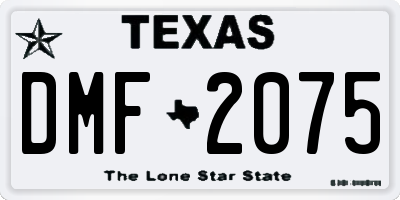 TX license plate DMF2075