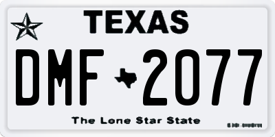 TX license plate DMF2077