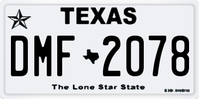 TX license plate DMF2078