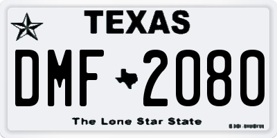 TX license plate DMF2080