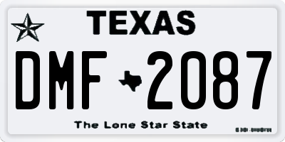 TX license plate DMF2087
