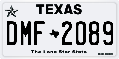 TX license plate DMF2089