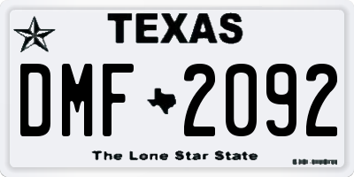 TX license plate DMF2092