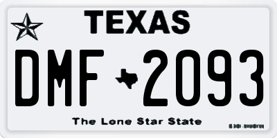 TX license plate DMF2093