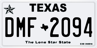 TX license plate DMF2094