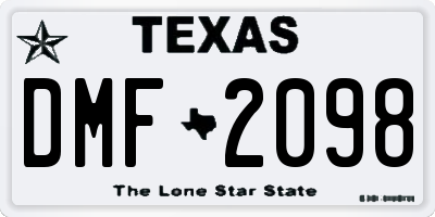 TX license plate DMF2098