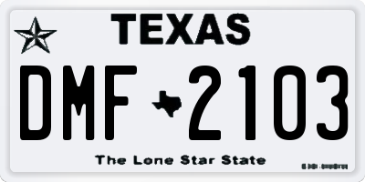 TX license plate DMF2103