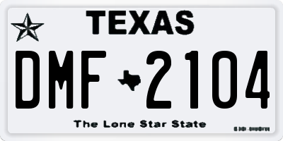 TX license plate DMF2104
