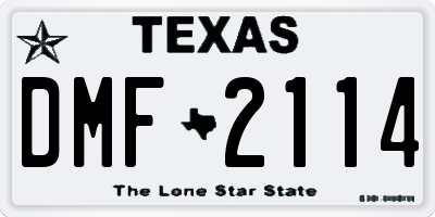 TX license plate DMF2114