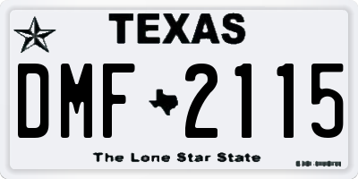 TX license plate DMF2115