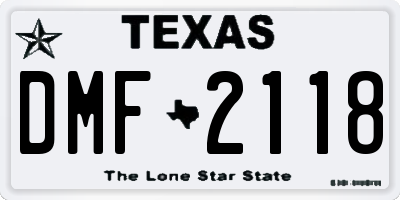 TX license plate DMF2118