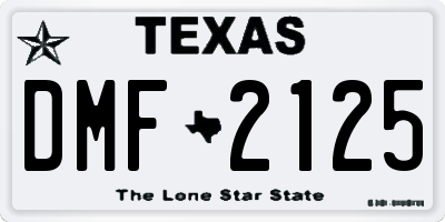 TX license plate DMF2125