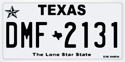 TX license plate DMF2131