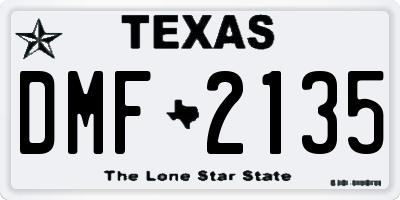 TX license plate DMF2135