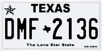 TX license plate DMF2136