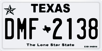 TX license plate DMF2138