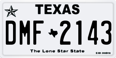 TX license plate DMF2143