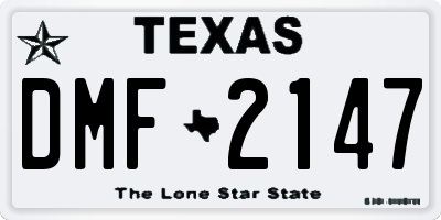 TX license plate DMF2147